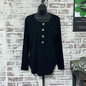 Grace & Lace Black Button-Front Blouse